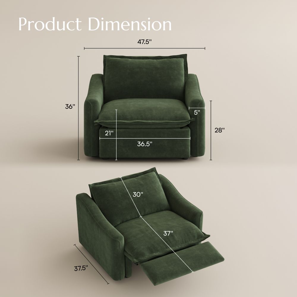 Oversized Green Pet-Friendly Fabric Sofa Set