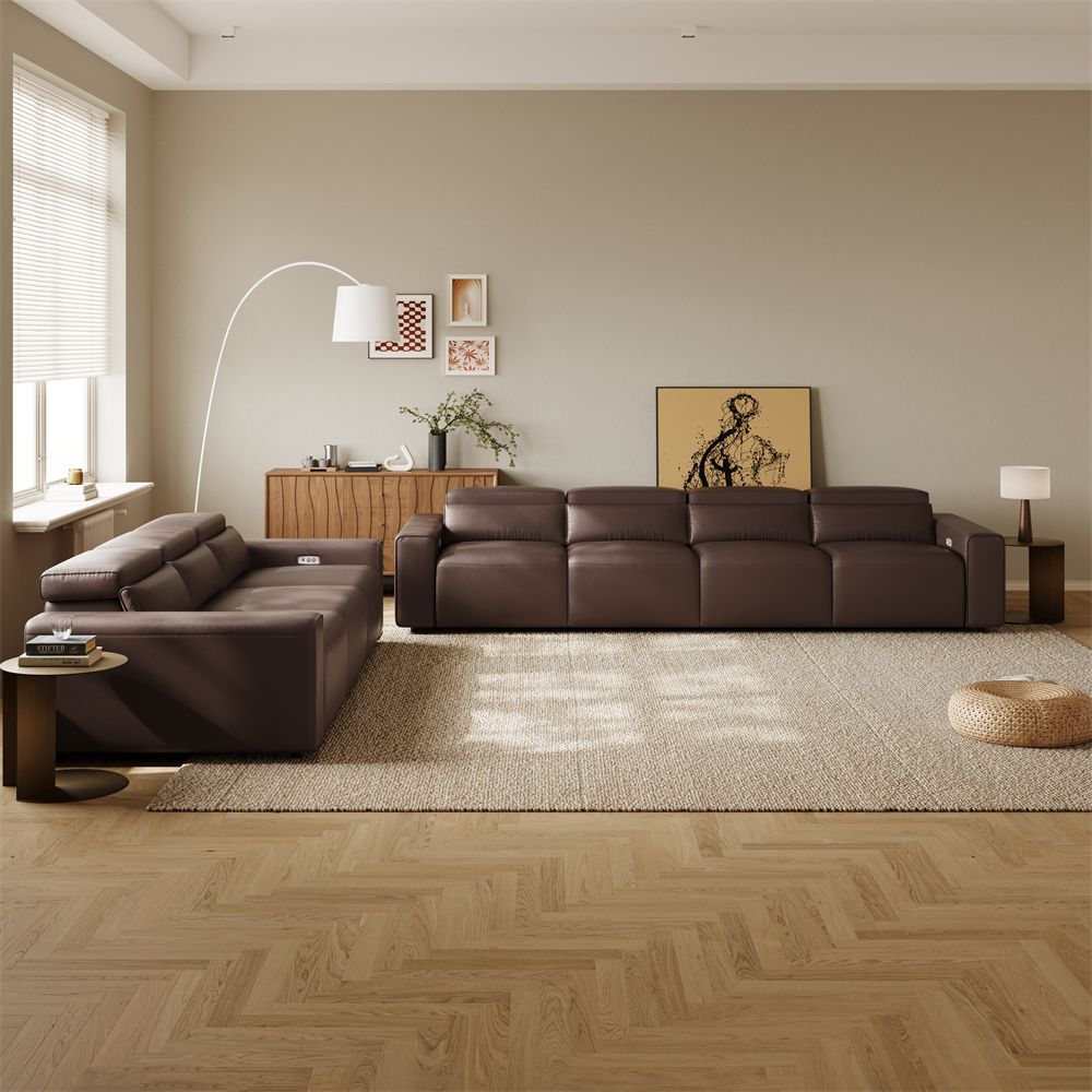 Relaxed Dark Coffee Eco-friendly Microfiber Leather Sofa Set