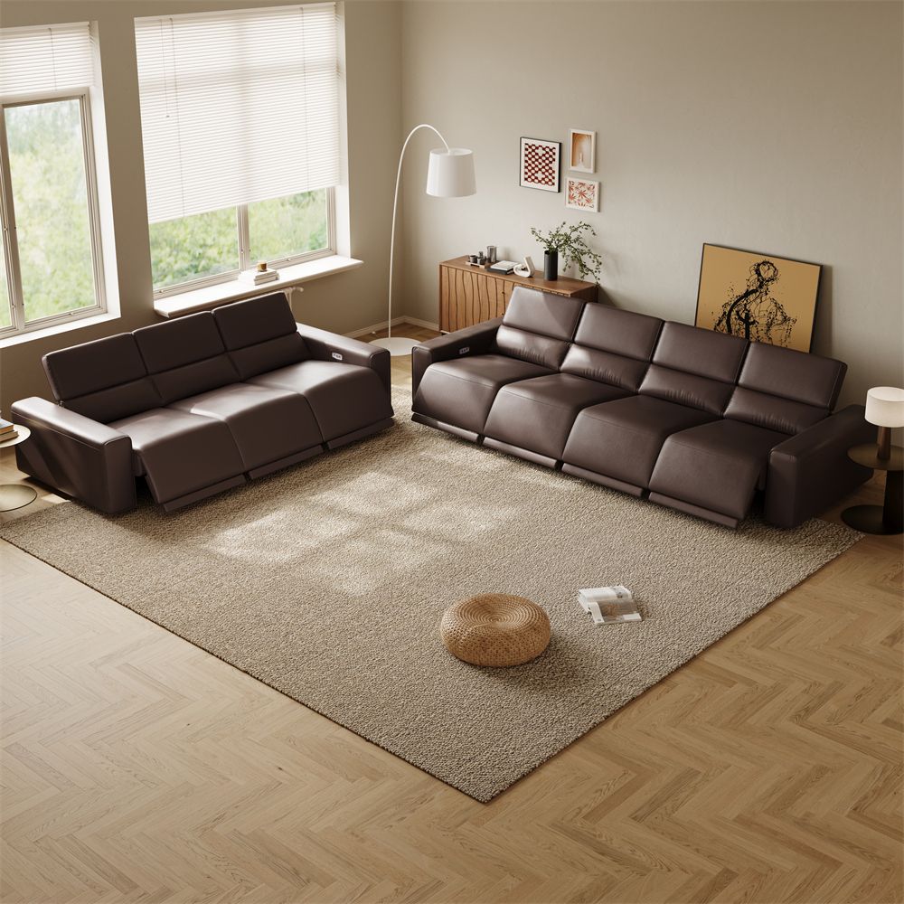 Adjustable Dark Coffee Eco-friendly Microfiber Leather Sofa Set