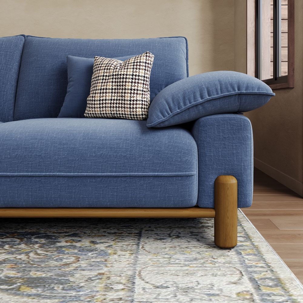 Navy Blue Chenille Sofa Set