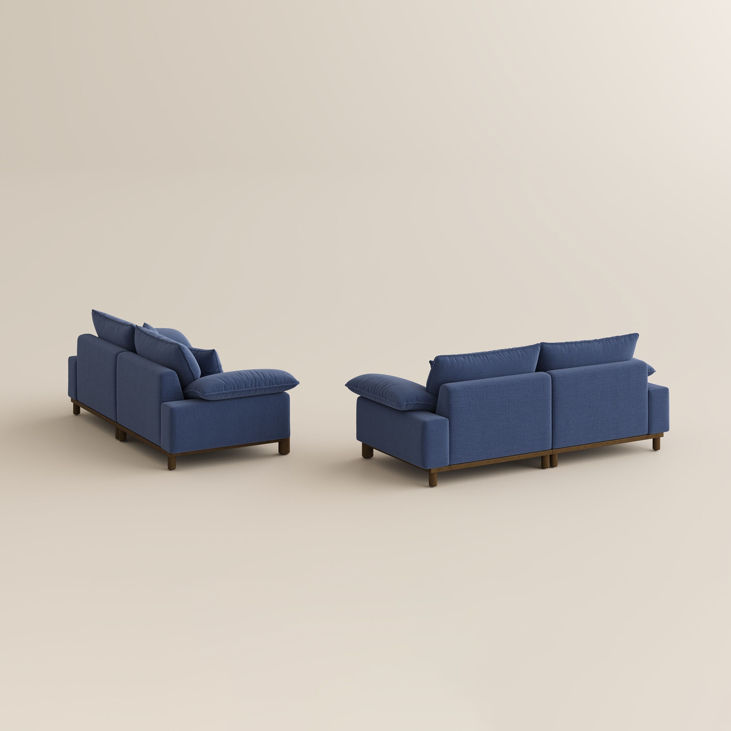 Navy Blue Chenille Sofa Set