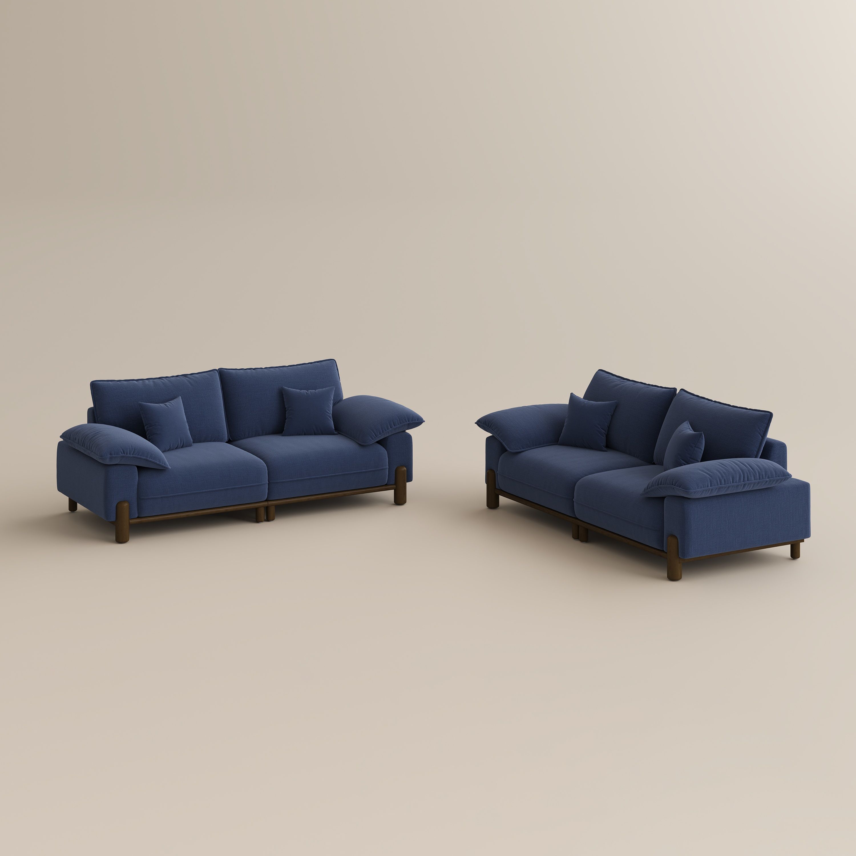 Navy Blue Chenille Sofa Set
