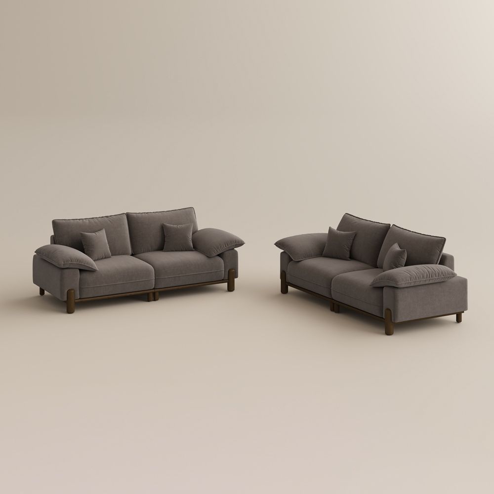 Khaki Pet-Friendly Fabric Sofa Set