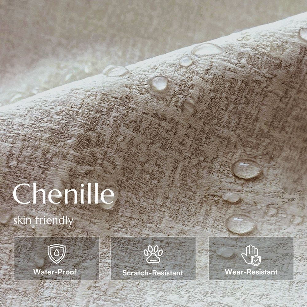 Seats 4 Light Khaki Chenille Sofa Set