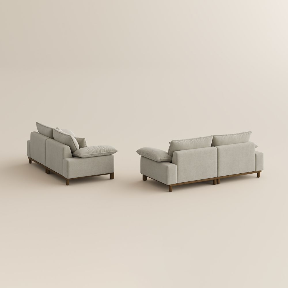 Apartment Light Khaki Chenille Sofa Set