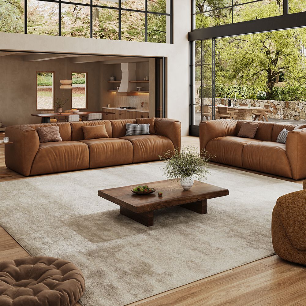 Brown Leather Sofa Set