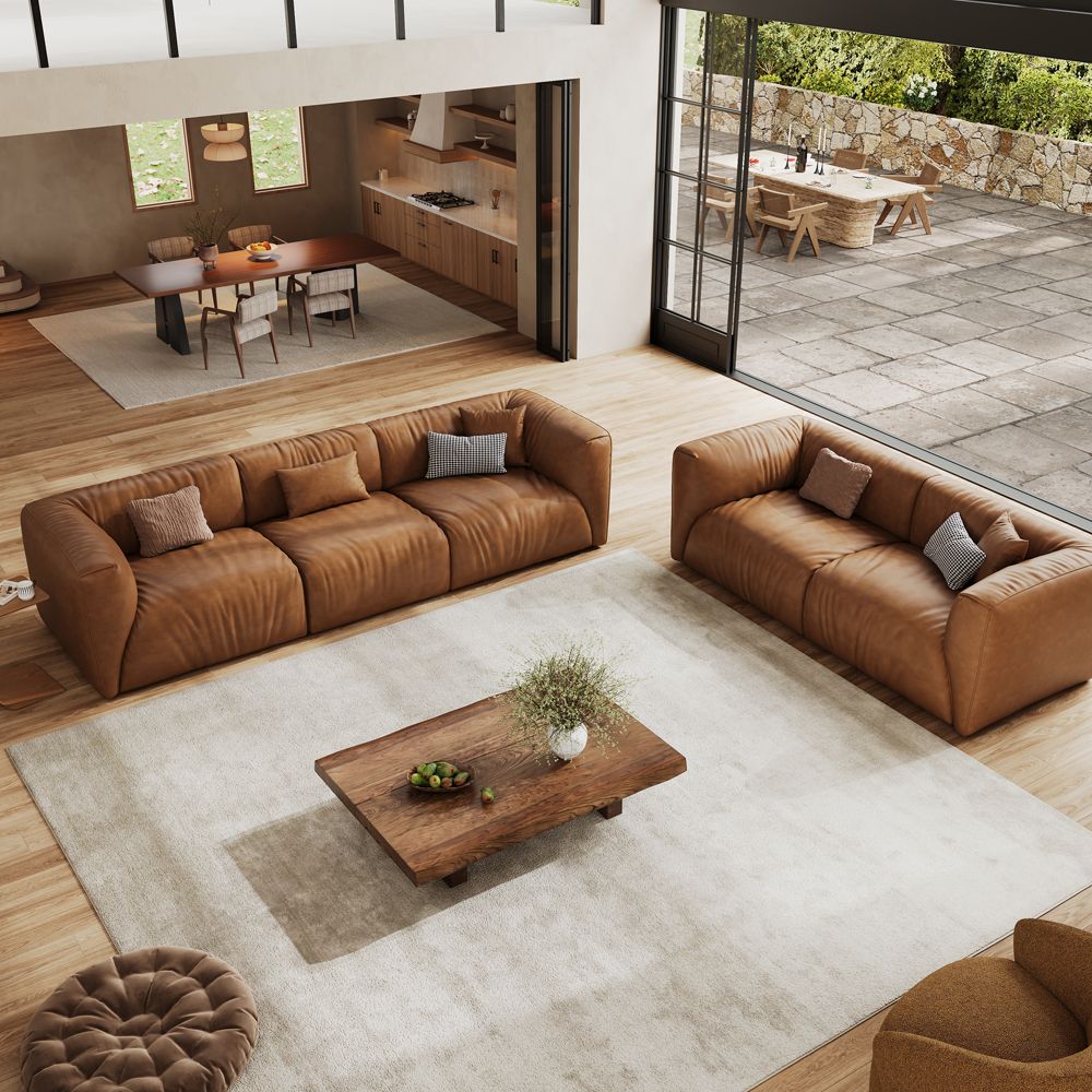 Brown Leather Sofa Set