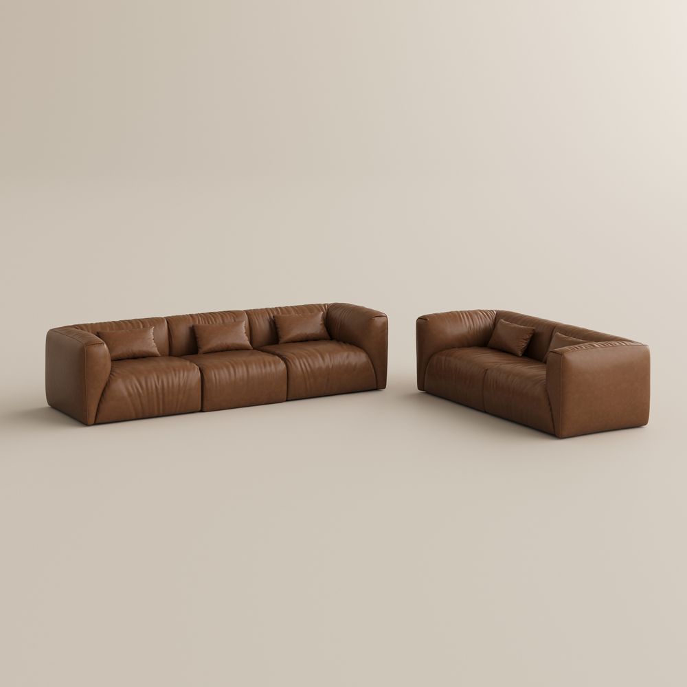 Living Room Sets Brown Leather Sofa Set
