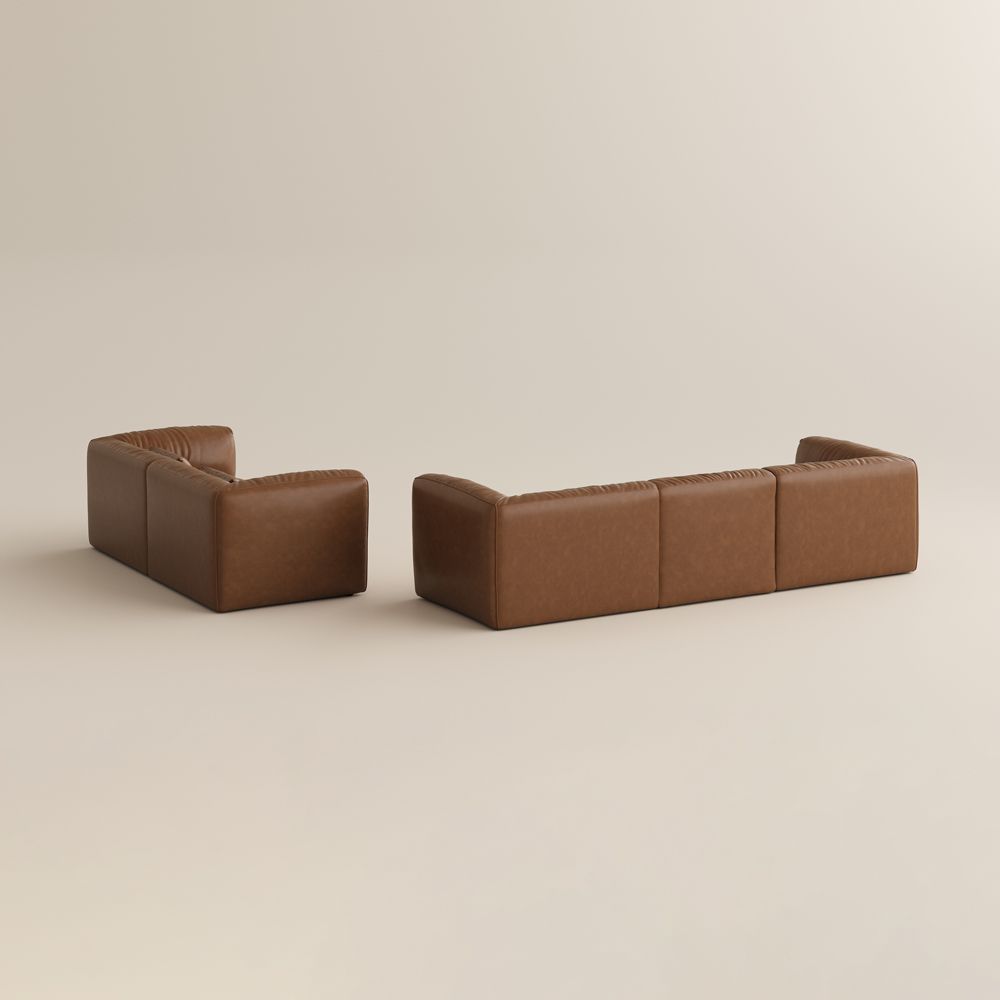 Modern Luxury Brown Leather Sofa Set