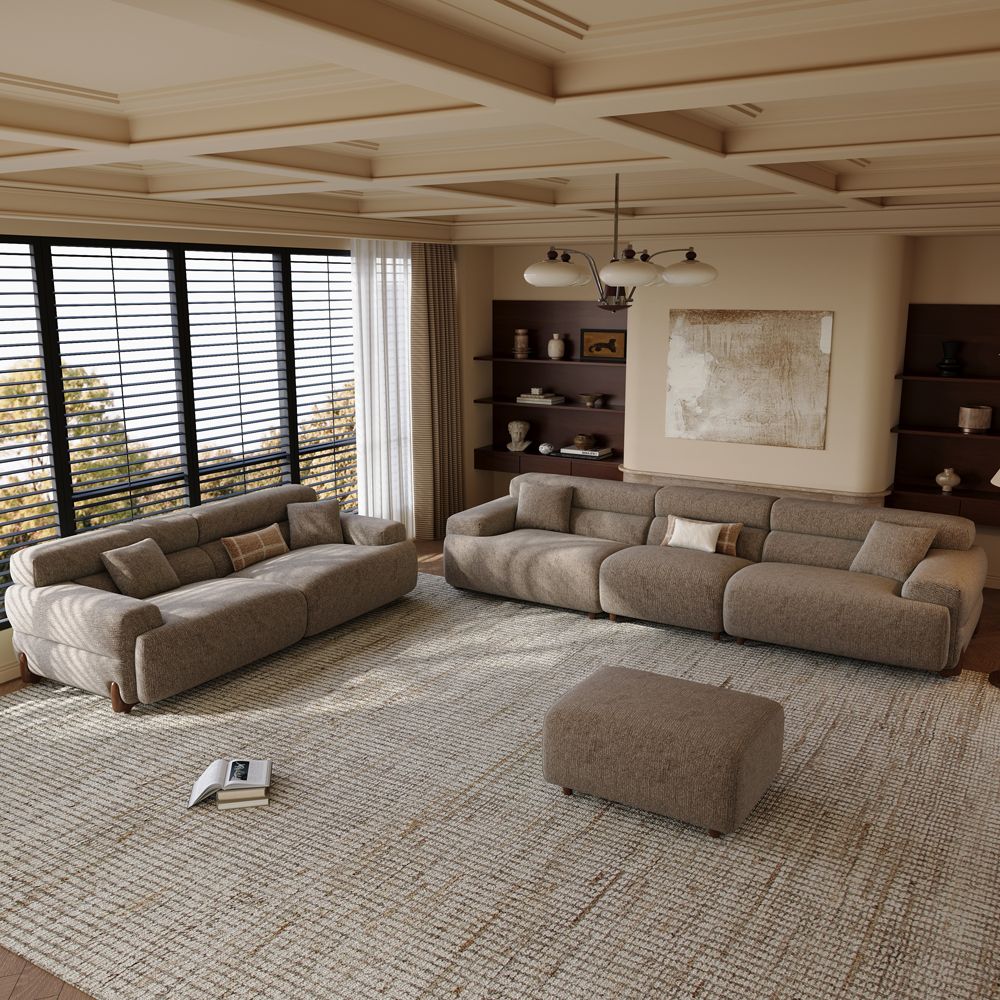Modular Sofas Dark Khaki Chenille Sofa Set
