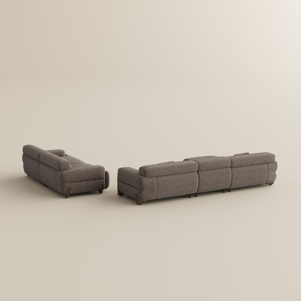 Living Room Dark Khaki Chenille Sofa Set