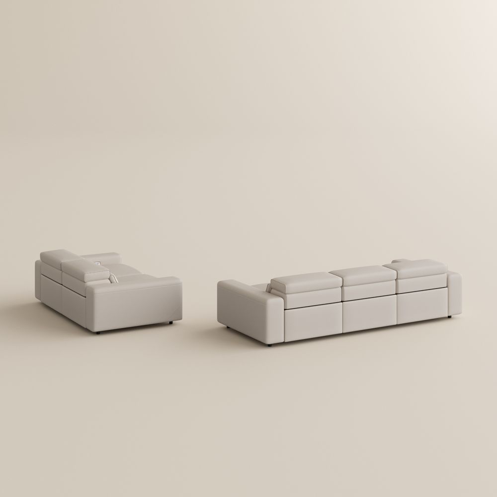 Leather Beige Eco-friendly Microfiber Leather Sofa Set
