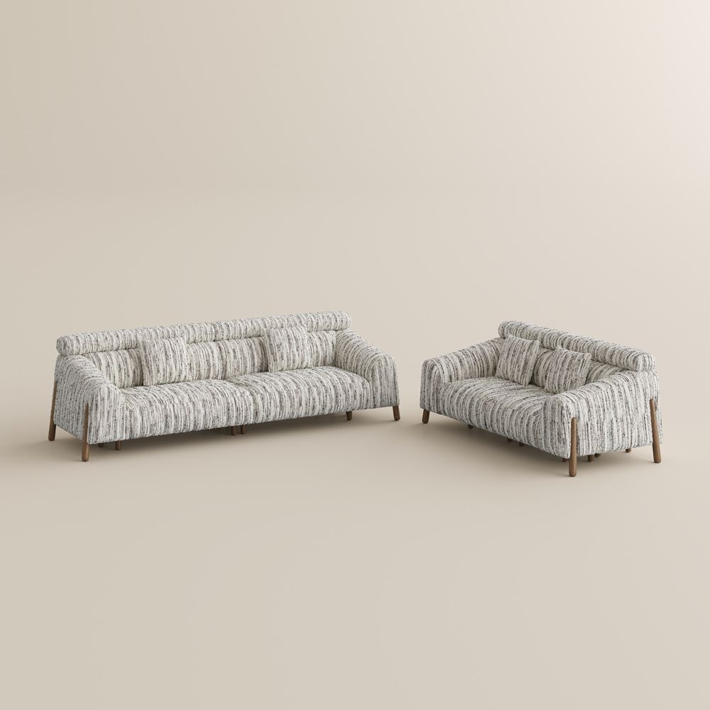 Partial Assembly Required Black Textured Tweed Sofa Set