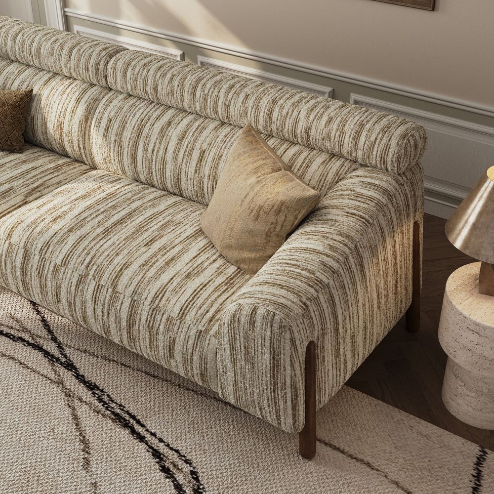 Standard Brown Textured Tweed Sofa Set