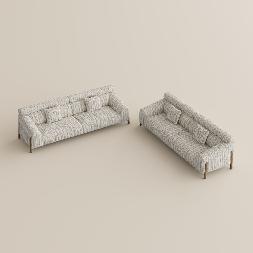 Partial Assembly Required Brown Textured Tweed Sofa Set