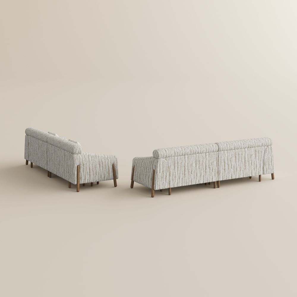 Firm Brown Textured Tweed Sofa Set