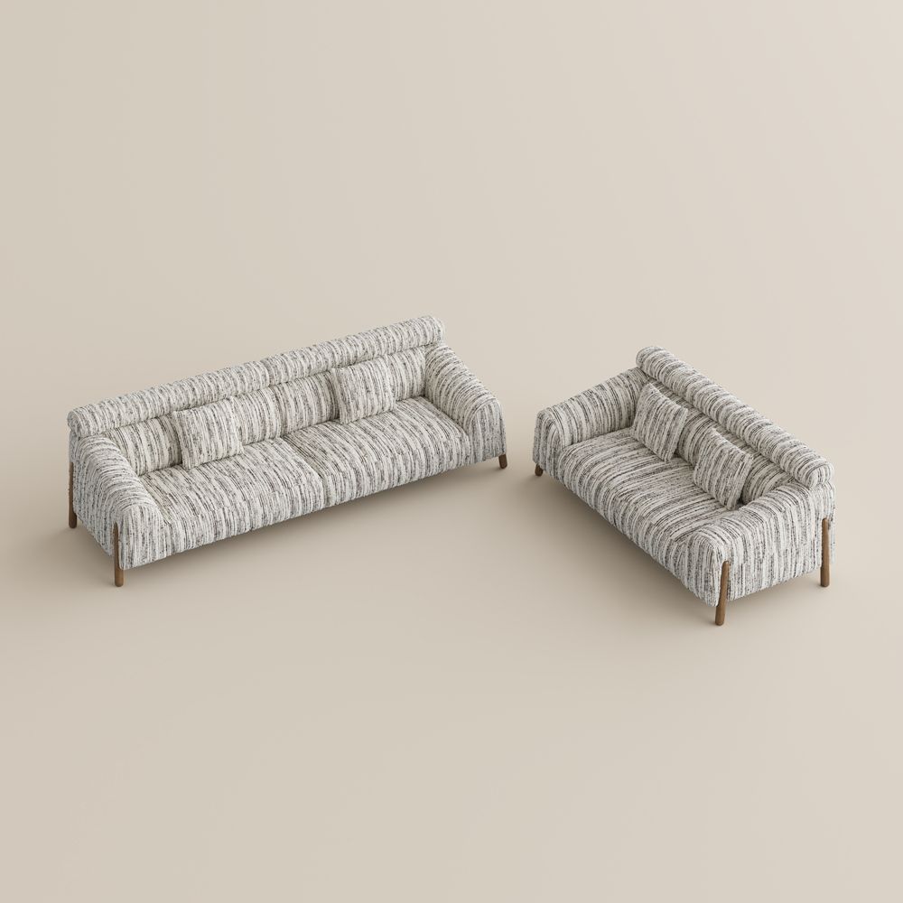Standard Black Textured Tweed Sofa Set