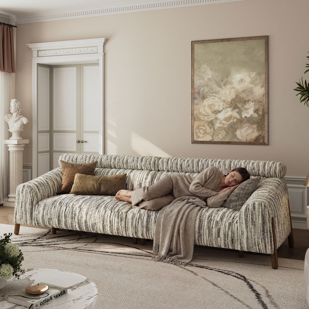 High Clearance Black Textured Tweed Sofa Set