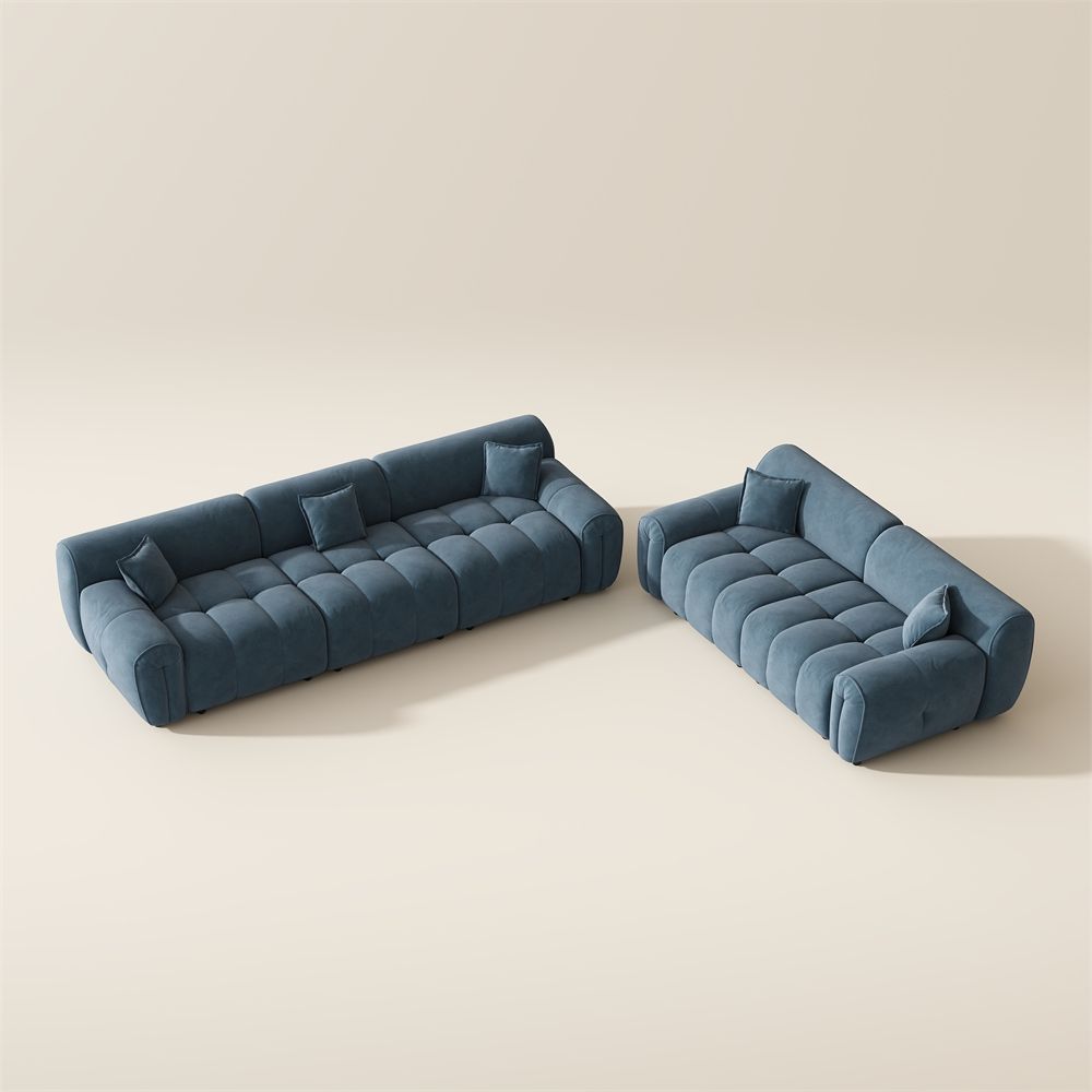 Blue Velvet Sofa Set