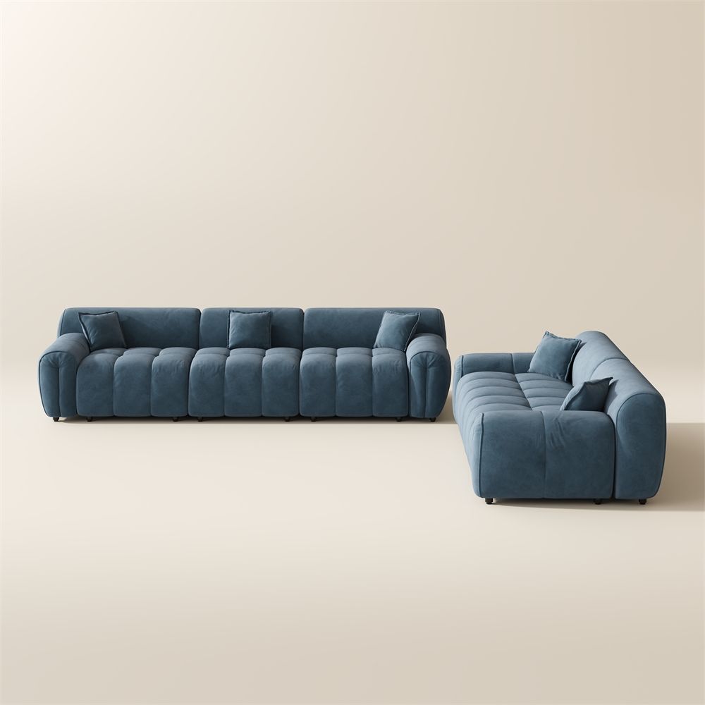 Blue Velvet Sofa Set