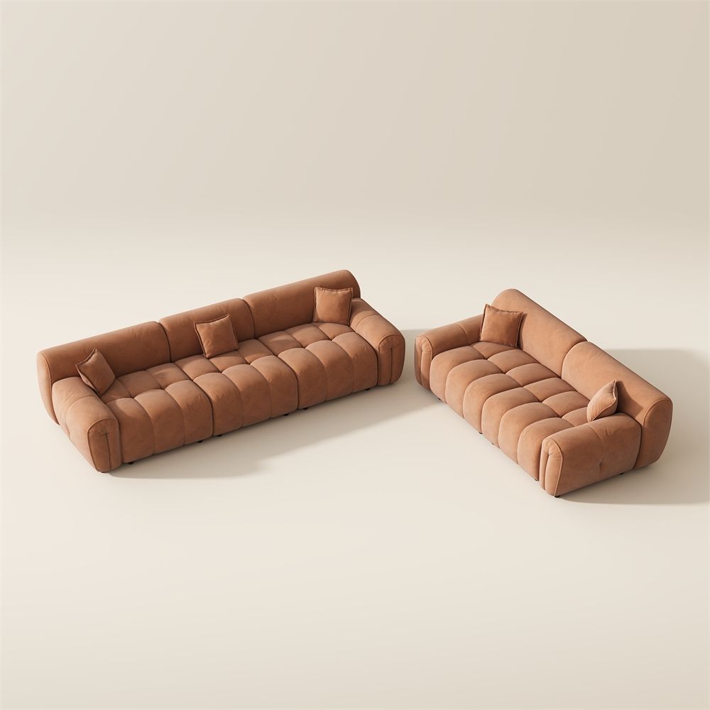 Brown Velvet Sofa Set