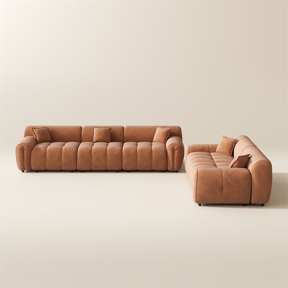 Brown Velvet Sofa Set