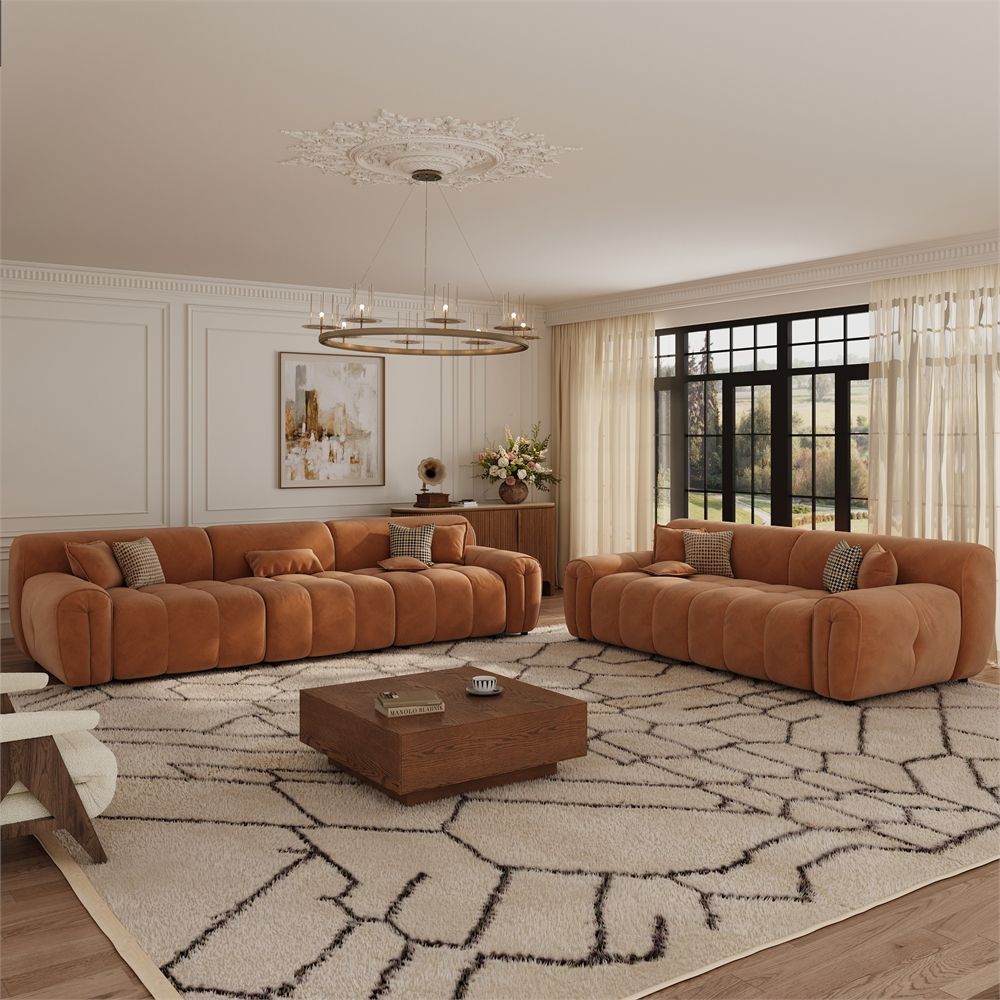 Brown Velvet Sofa Set