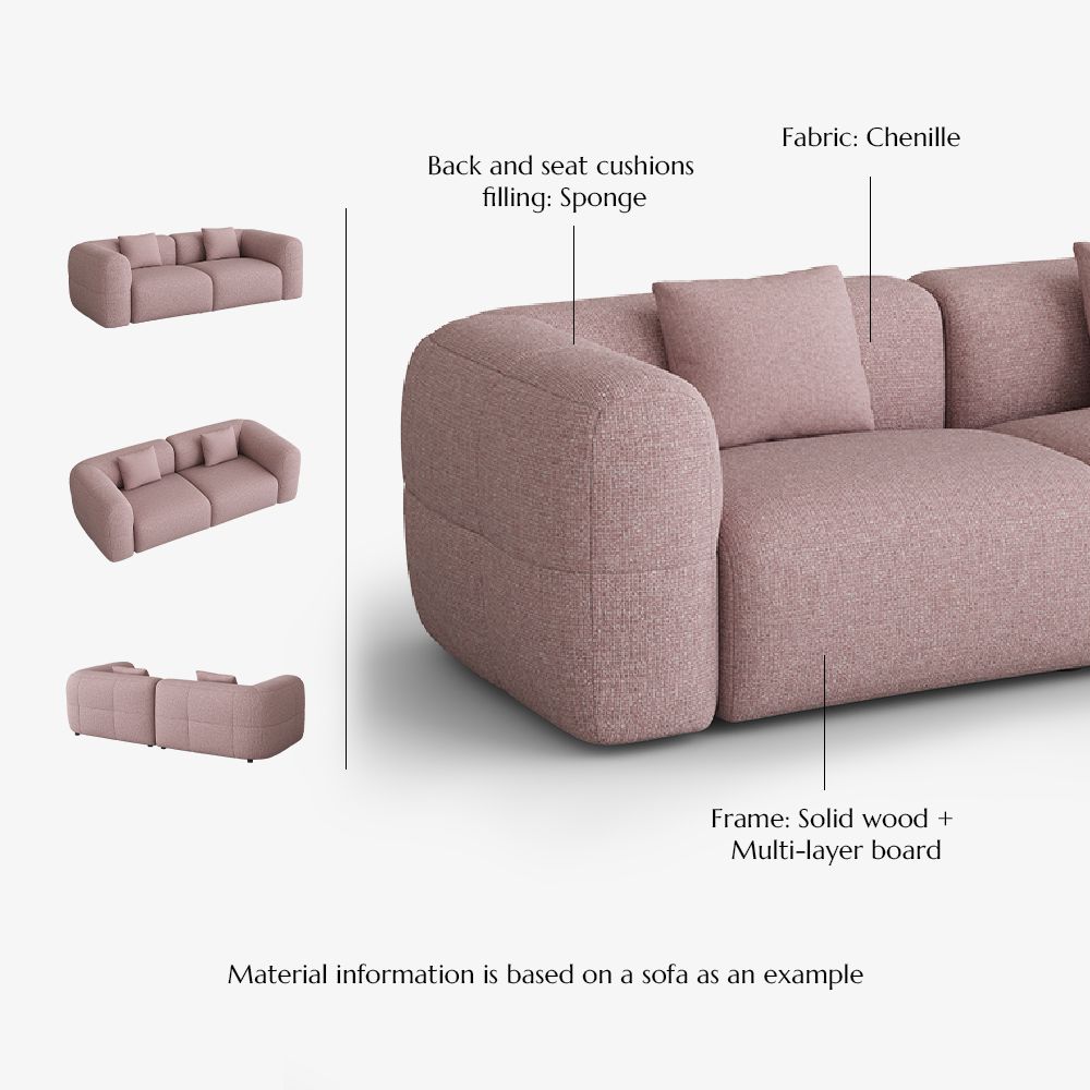 Curved Sofas Pink Chenille Sofas & Loveseats