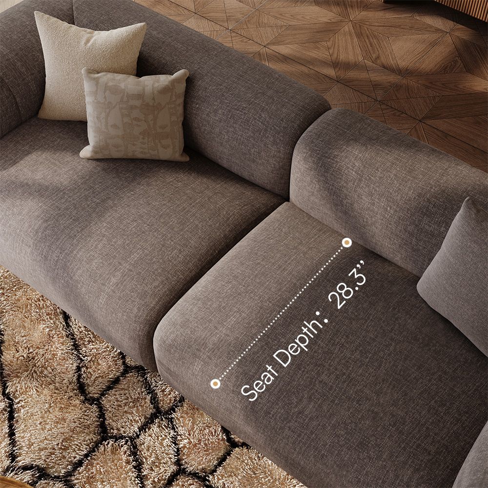 5-6 Seater Brown Chenille Sofa Set