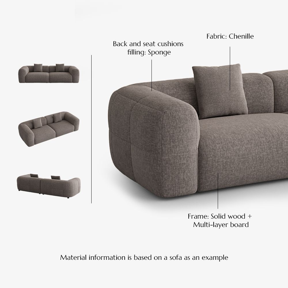 5-6 Seater Brown Chenille Sofa Set