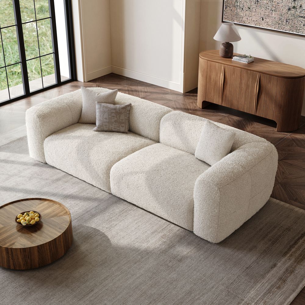 Home Theater Beige teddy fleece Sofas & Loveseats