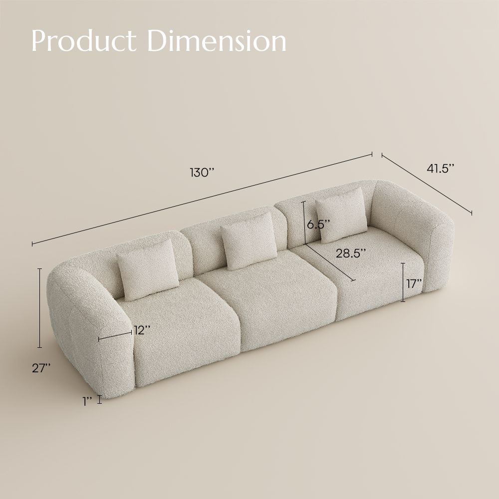 Partial Assembly Required Beige teddy fleece Sofa Set