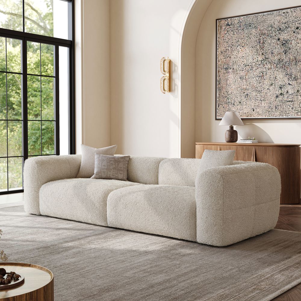 Home Theater Beige teddy fleece Sofas & Loveseats