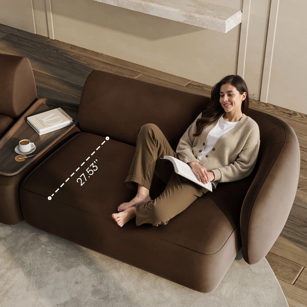 Living Room Brown Flannelette Sofas & Loveseats