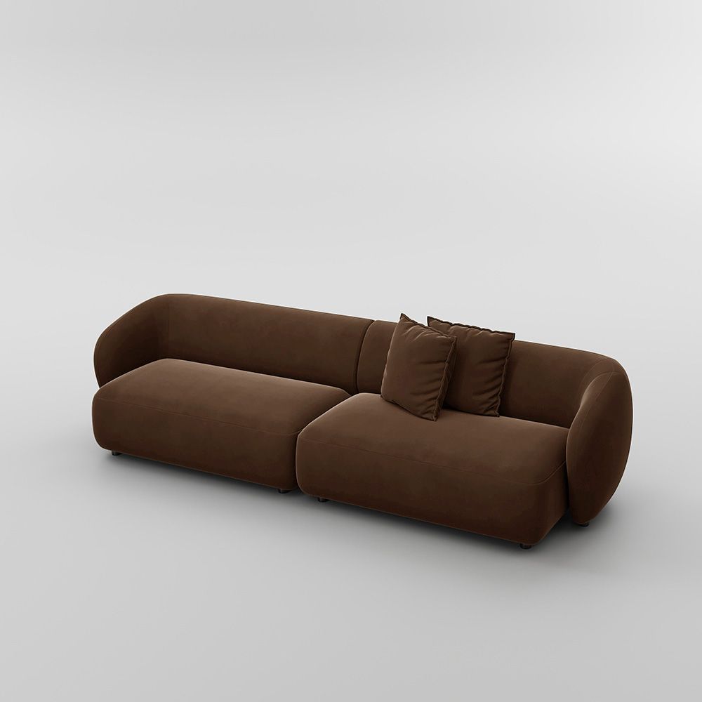 Slim Armrest Brown Flannelette Sofas & Loveseats