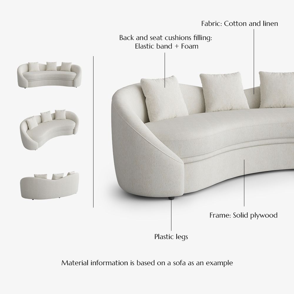 Comfortable Beige Cotton and Linen Sofas & Loveseats