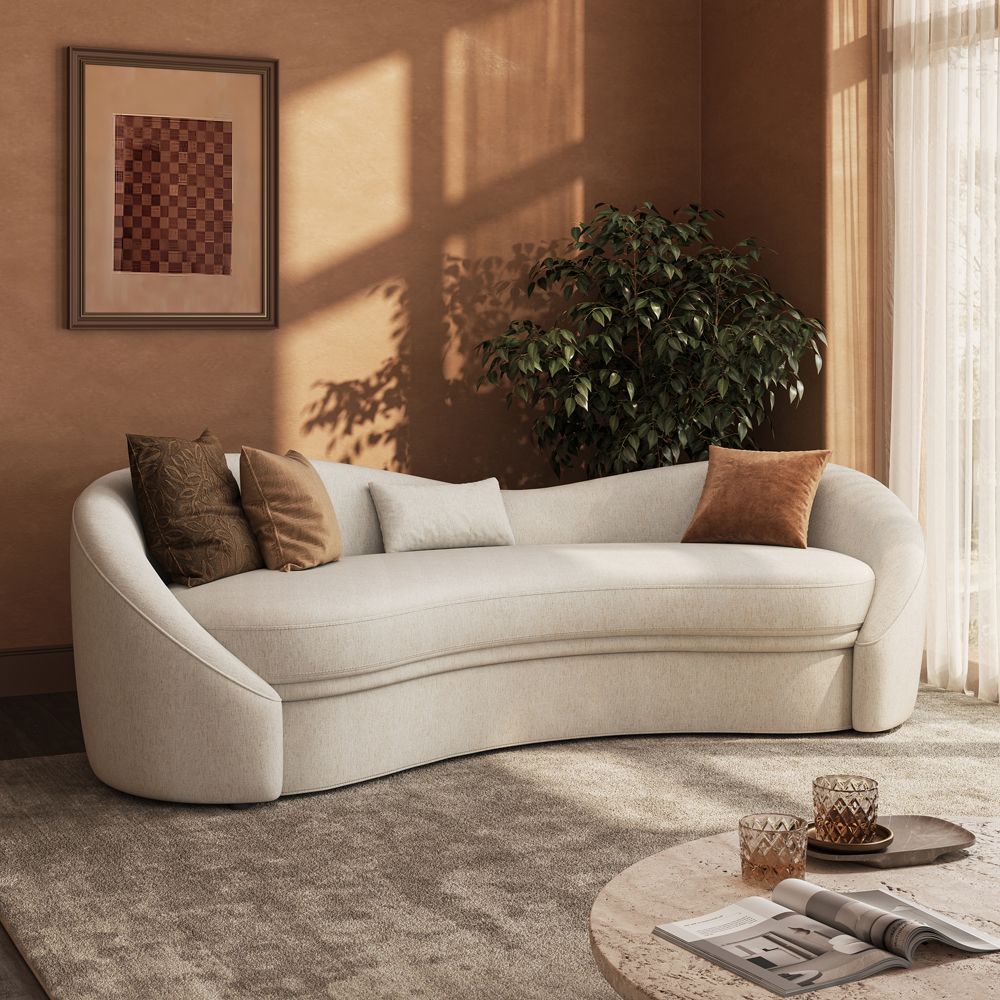 2-3 Seater Beige Cotton and Linen Sofas & Loveseats