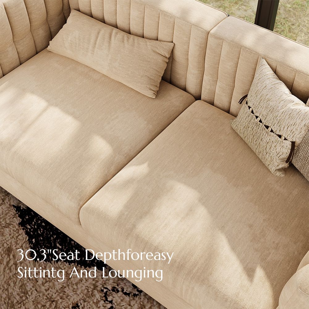 Sofas & Loveseats Beige Velvet Sofas & Loveseats