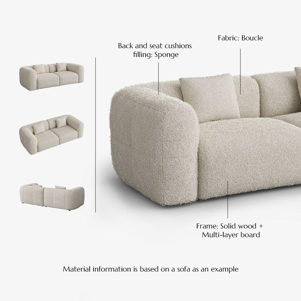 Beige Beige Bouclé Sofa Set