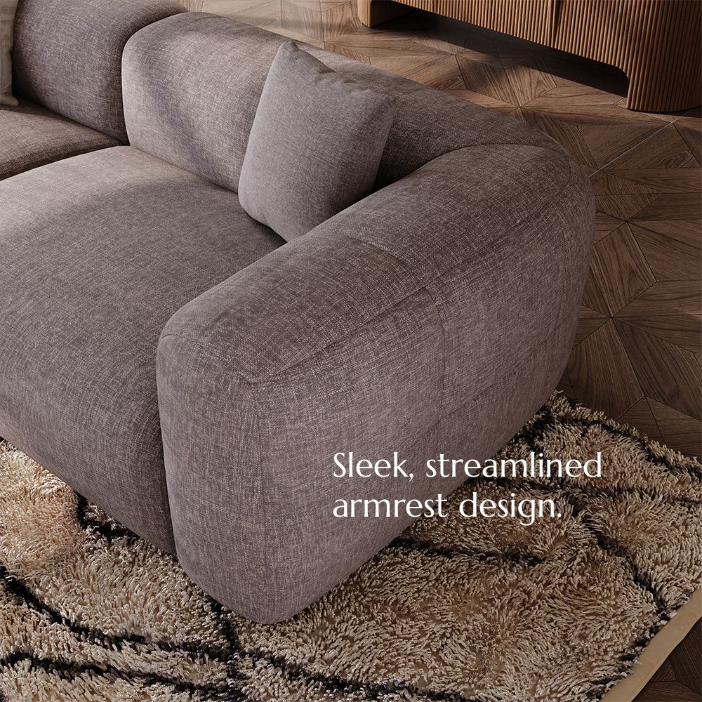 Curved Armrest Puce Chenille Sofas & Loveseats