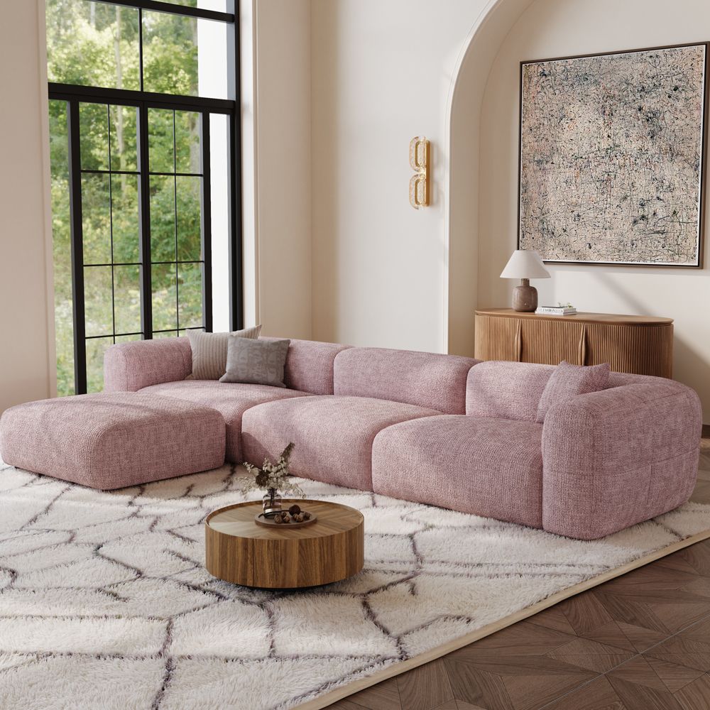 3 Seaters Pink Chenille Sofas & Loveseats