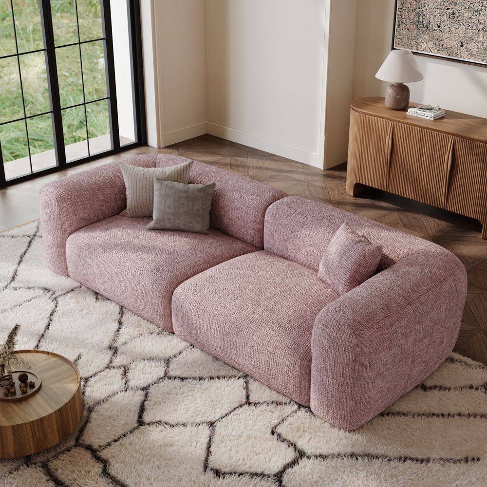 Home Theater Pink Chenille Sofas & Loveseats