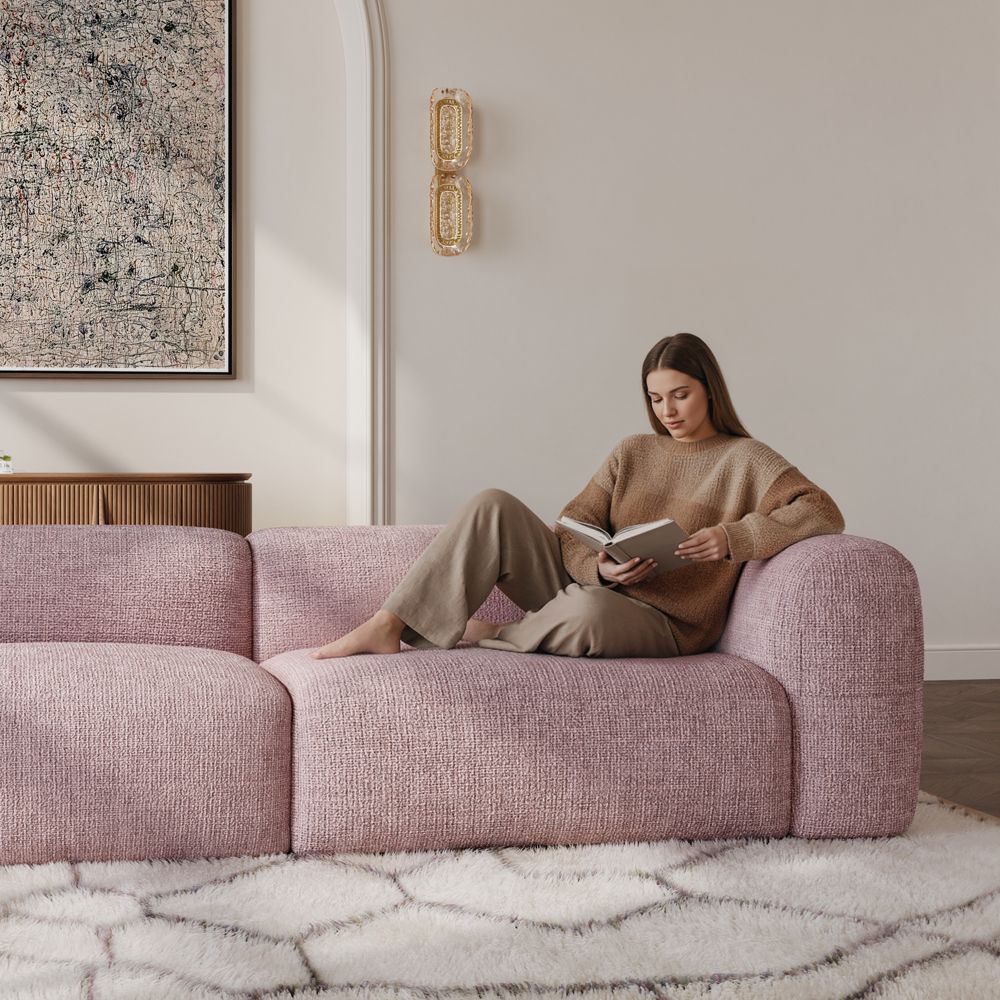 Living Room Pink Chenille Sofas & Loveseats