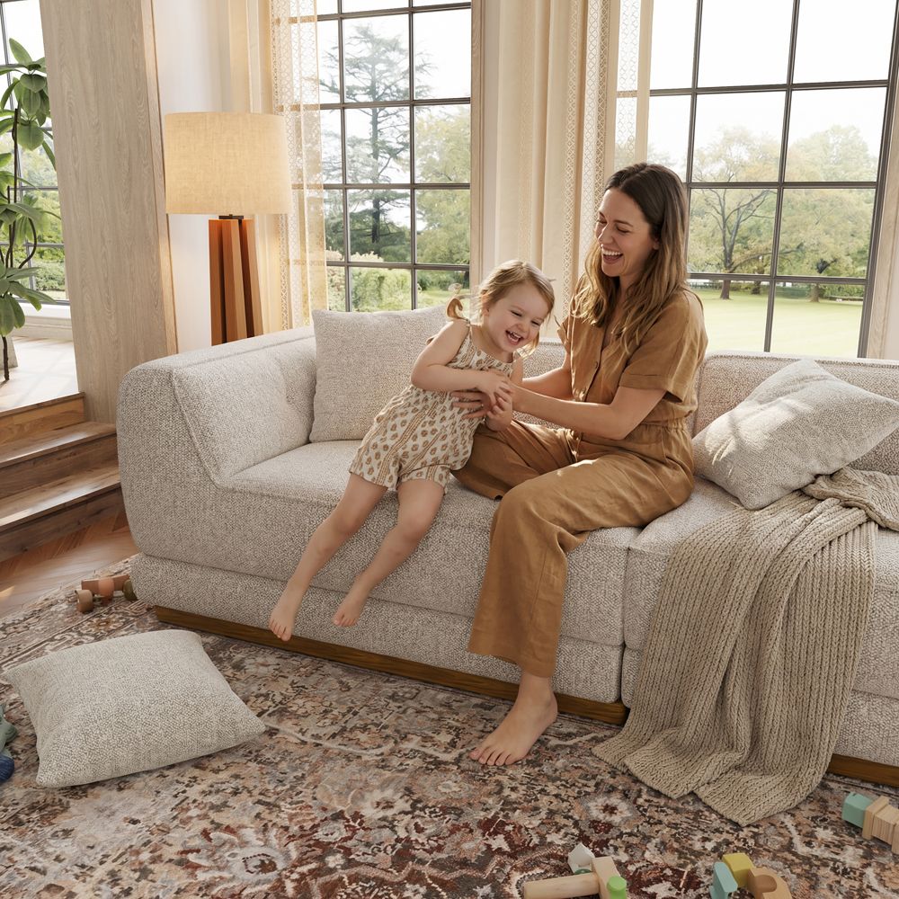 Mid Century Modern Light Brown Chenille Sofas & Loveseats