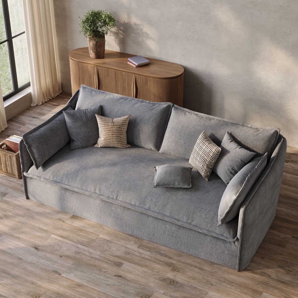 Cotton Linen Gray Cotton and Linen Sofas & Loveseats