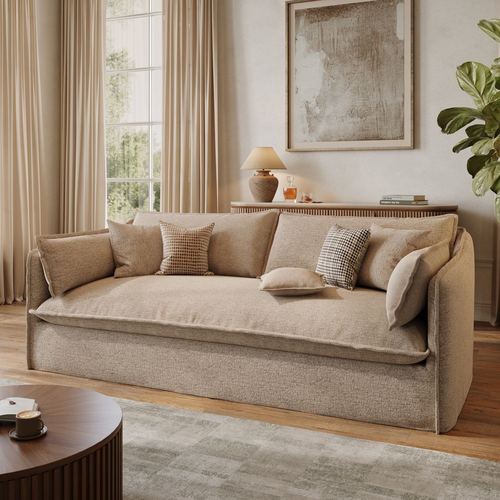 Modern Khaki Cotton and Linen Sofas & Loveseats