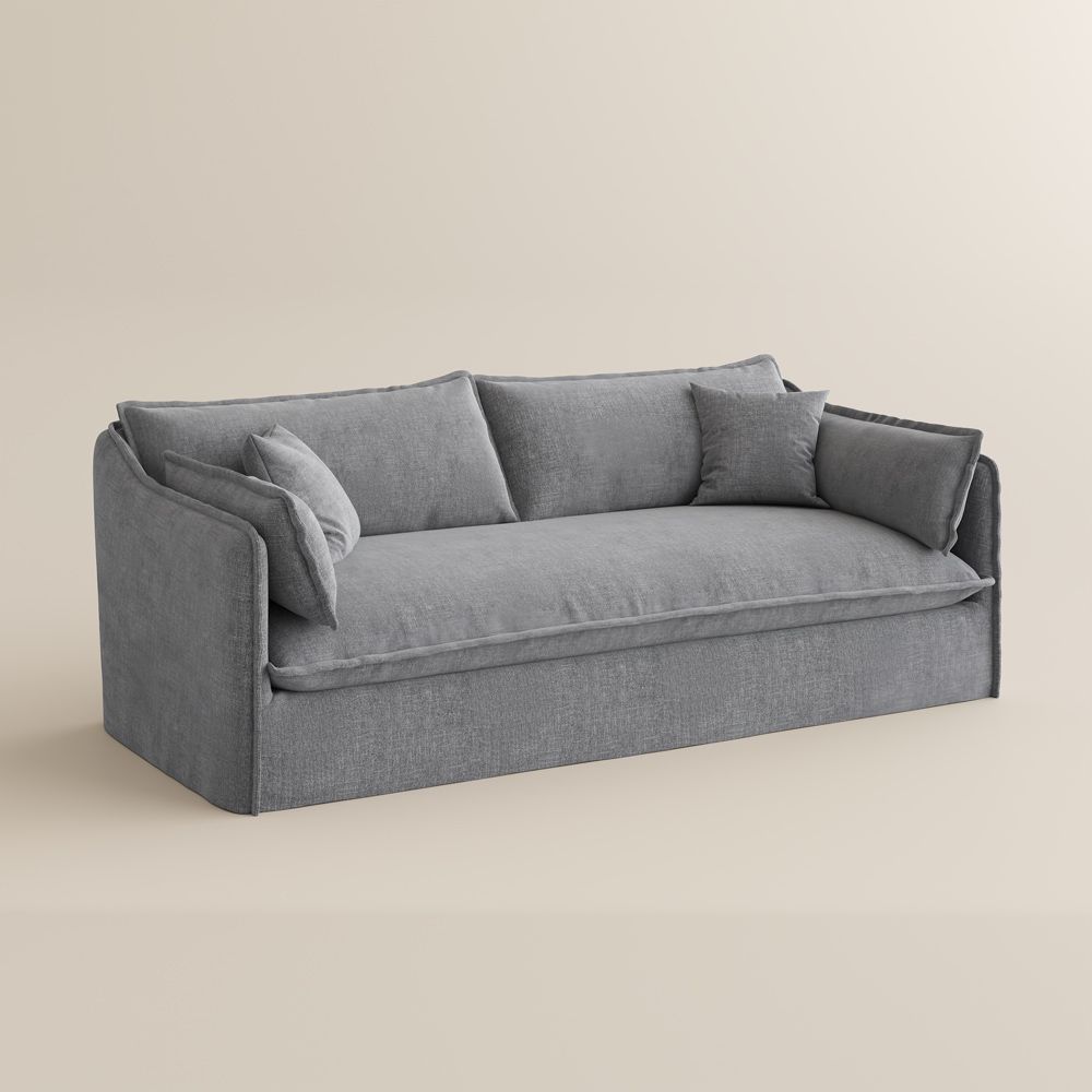 3 Seaters Gray Cotton and Linen Sofas & Loveseats