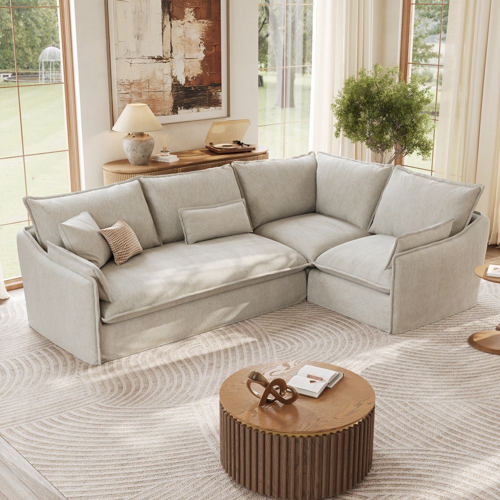 Apartment Beige Cotton and Linen Sofas & Loveseats