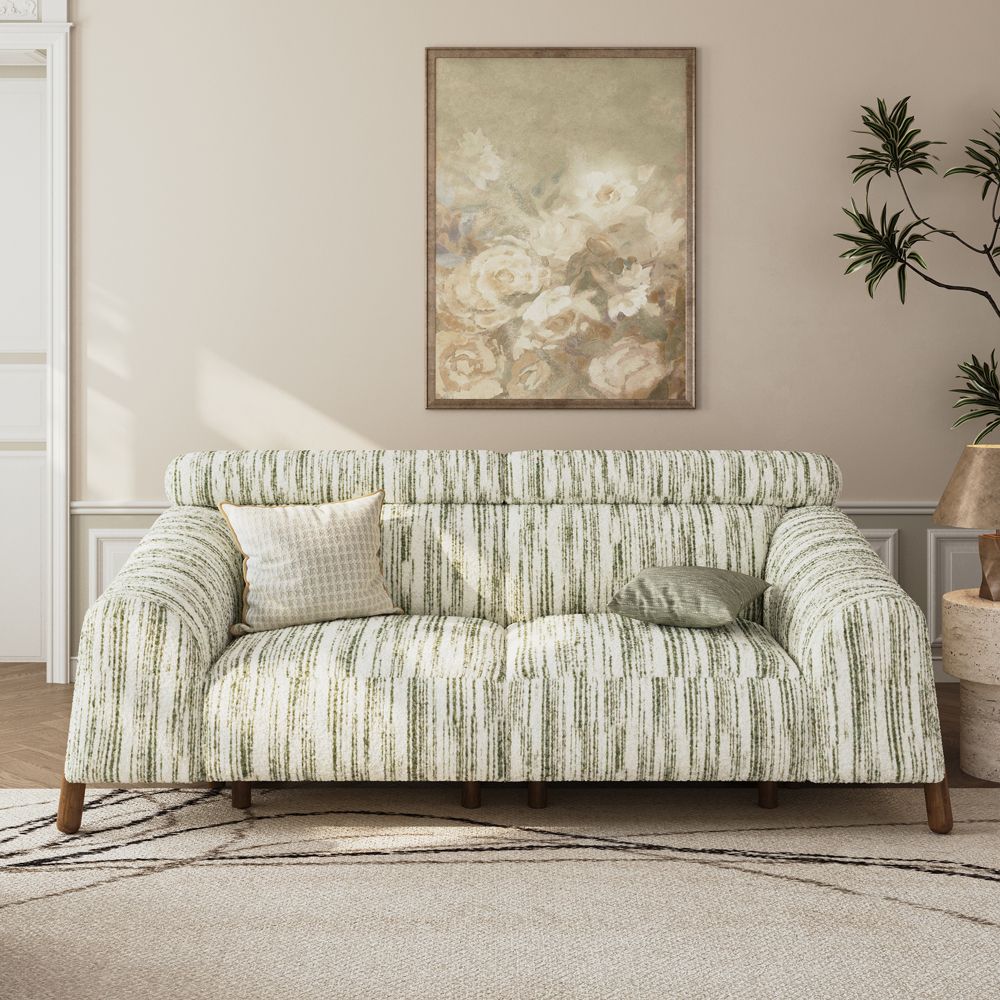 Mid Century Modern Green Cotton and Linen Sofas & Loveseats