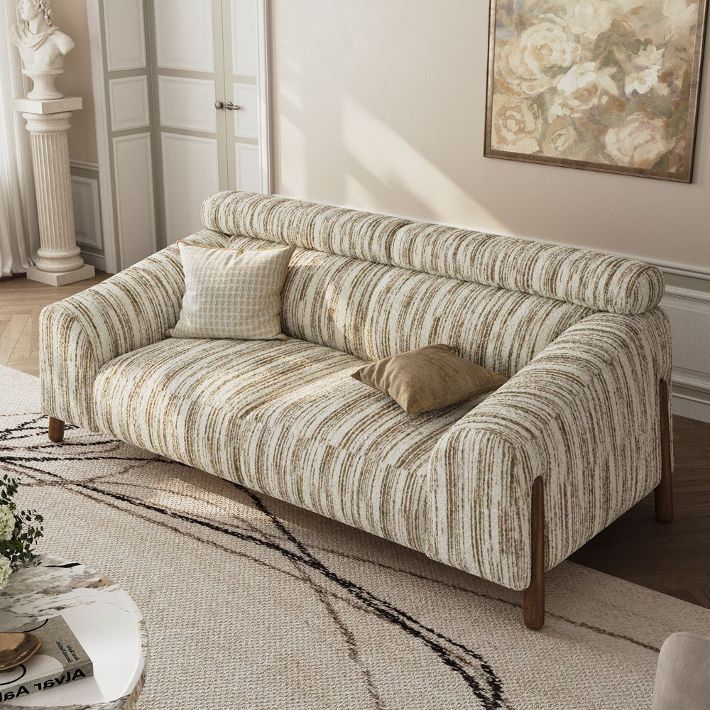 Partial Assembly Required Brown&Beige Cotton and Linen Sofas & Loveseats
